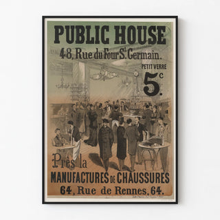 Vintage Poster Public House 48 Rue du Four Saint-Germain
