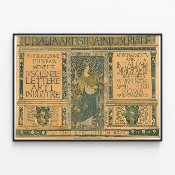 Vintage Poster Publication Italy Artistic and Industrial — framed artwork on a wall