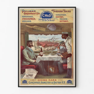 Vintage poster of the Pullman Cincinnati Hamilton & Dayton Railroad train