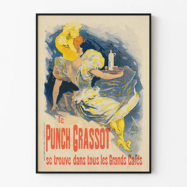 Vintage poster Le Punch Grassot - Retro café wall decoration