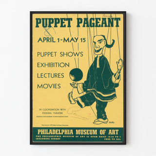 Vintage Poster for Exhibition, Puppet Pageant, Philadelphia Museum of Art