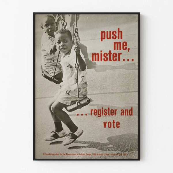 Vintage poster encouraging registration and voting