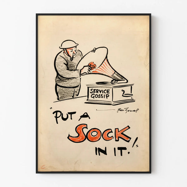 Vintage humorous poster Put a Sock in It retro wall decoration