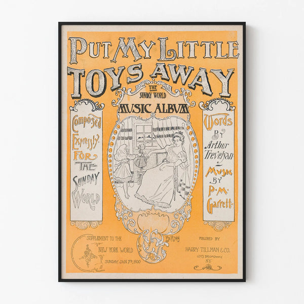 Vintage Poster 'Put My Little Toys Away' for Children's Wall Decoration
