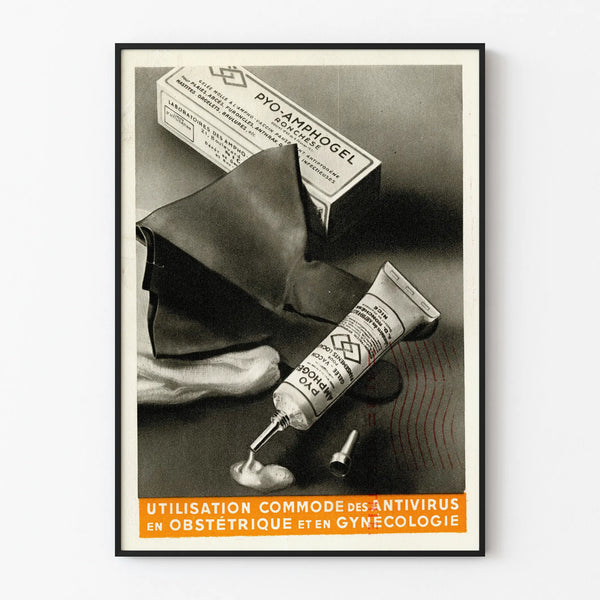 Vintage Pyo-Amphogel advertising poster for medical wall decoration