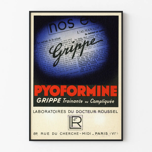 Vintage Advertising Poster Pyiformine Grippee - Retro Wall Decoration