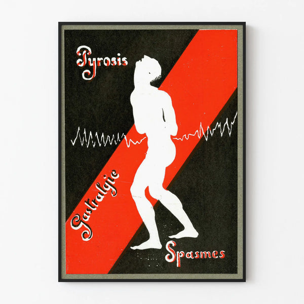 Vintage decorative poster Pyrosis Gastralgia Spasms