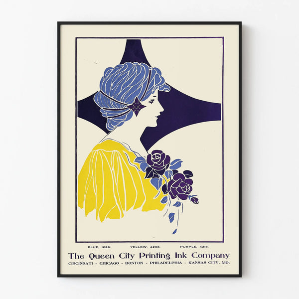 Vintage poster Queen City Printing Ink Company - Elegant wall decoration