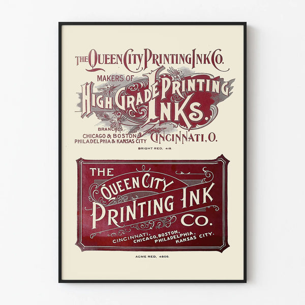 Vintage Poster Queen City Printing Ink Co. Bright Red
