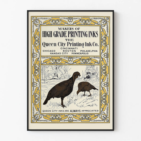 Vintage poster Queen City Printing Ink Co. for wall decoration