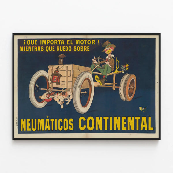 Vintage Advertising Poster for Continental Tires — framed artwork on a wall