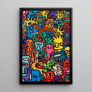 Pop Art Painting - Universe of Figures | Art print Wall Decoration Painting poster copy