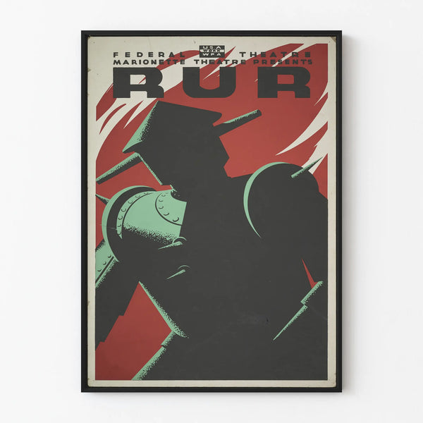 Vintage Robot Theater Poster R.U.R. - Wall Decoration