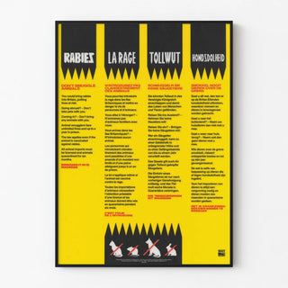 Multilingual educational poster against animal smuggling for rabies prevention