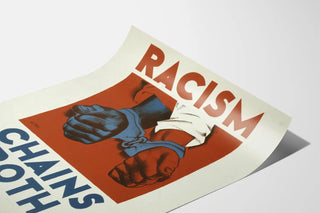 Poster against racism with chained fists