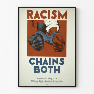 Poster against racism with chained fists