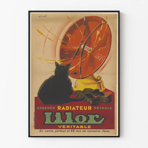 Vintage poster of Lilor oil radiator for wall decoration