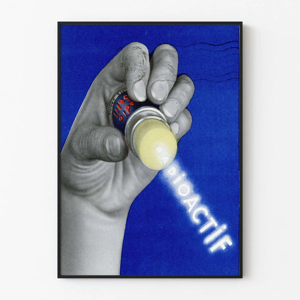 Vintage poster of an industrial design radioactive lamp