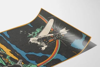 Vintage Poster Obstacles Rainbow with airplane and rainbow