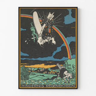 Vintage Poster Obstacles Rainbow with airplane and rainbow