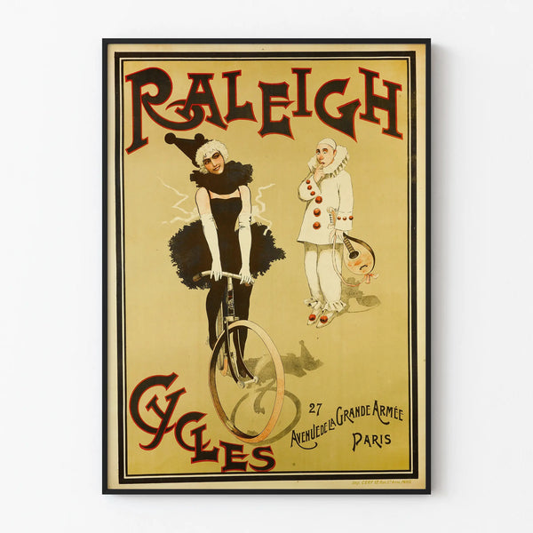 Vintage Raleigh Cycles Poster Avenue de la Grande Armée Paris