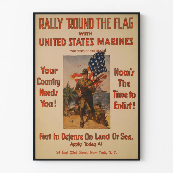 Vintage Poster of United States Marines - Patriotic Wall Decoration