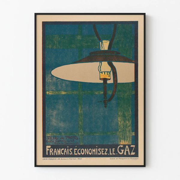 French vintage poster save gas – Retro wall decoration