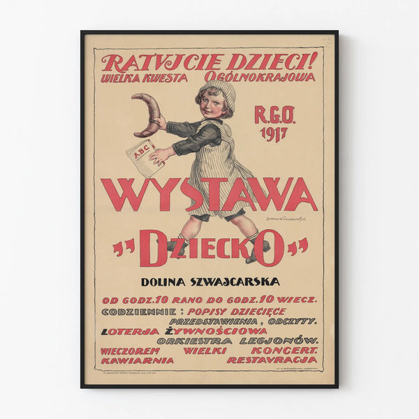 Vintage Polish poster 1917 Ratujcie Dzieci for wall decoration