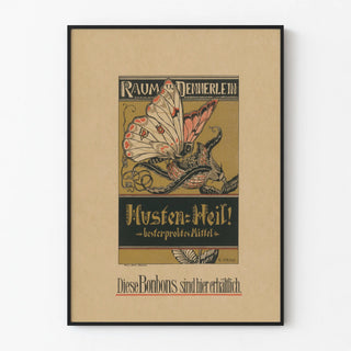 Vintage Poster Raume und Dennerlein – Advertising Poster for Cough Suppressant Candies
