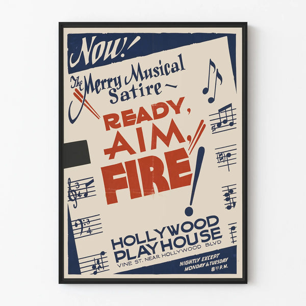 Vintage music poster Ready Aim Fire wall decoration