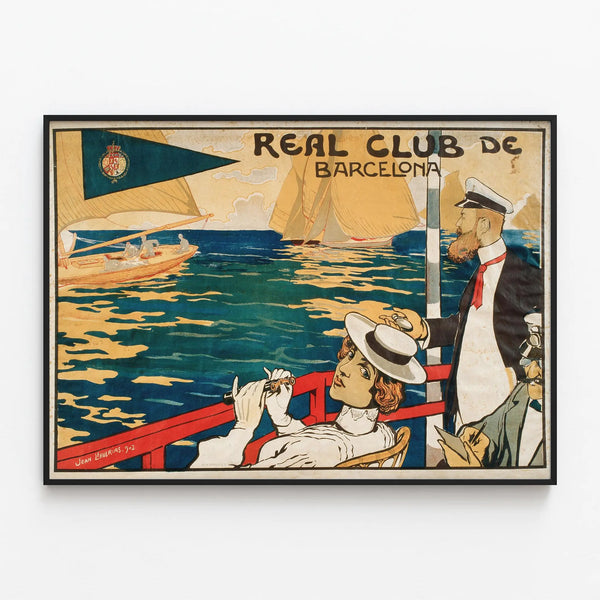 Vintage Poster of Real Club de Barcelona - Nautical Wall Decoration — framed artwork on a wall