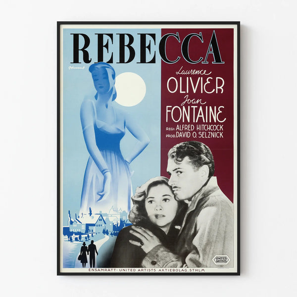 Vintage film poster Rebecca by Alfred Hitchcock - Retro cinema wall decoration