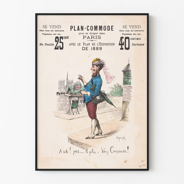 Vintage poster Plan-Commode Paris 1889 for wall decoration