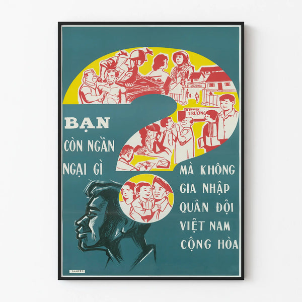 Vintage Vietnamese military recruitment poster for wall decoration