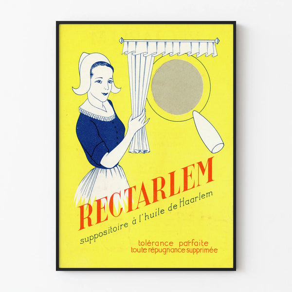 Vintage Poster Rectarlem - Retro yellow and blue wall decoration