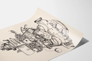 Recycled Wall Decoration Poster - Engaged and Artistic Illustration