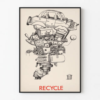 Recycled Wall Decoration Poster - Engaged and Artistic Illustration