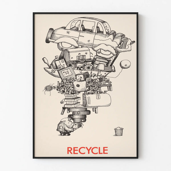 Recycled Wall Decoration Poster - Engaged and Artistic Illustration