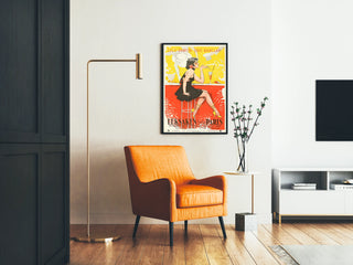 Vintage poster of an elegant woman with yellow heels