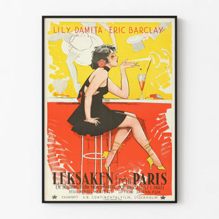Vintage poster of an elegant woman with yellow heels