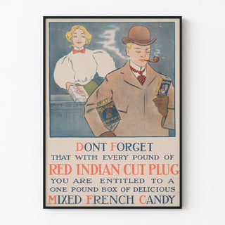 Vintage Advertising Poster Red Indian Cut Plug