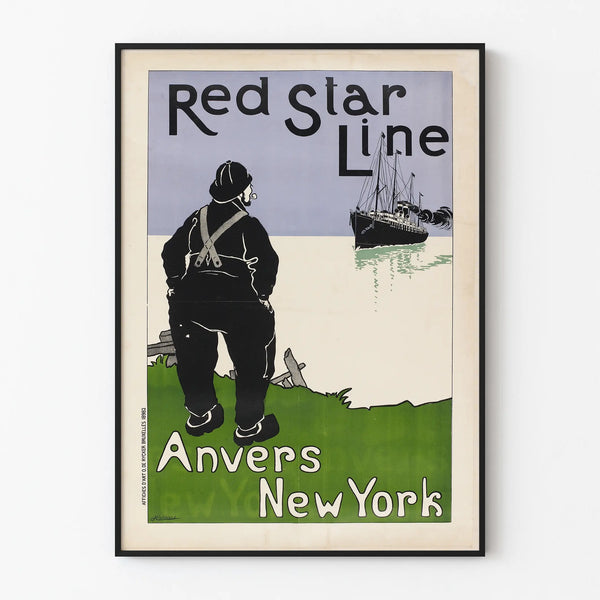 Vintage poster of Red Star Line Antwerp New York