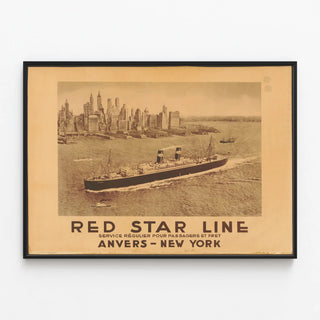 Vintage poster of Red Star Line Antwerp - New York — framed artwork on a wall