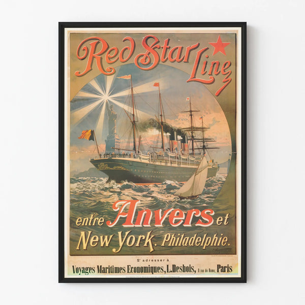 Red Star Line Poster - Maritime Crossing Antwerp, New York, Philadelphia