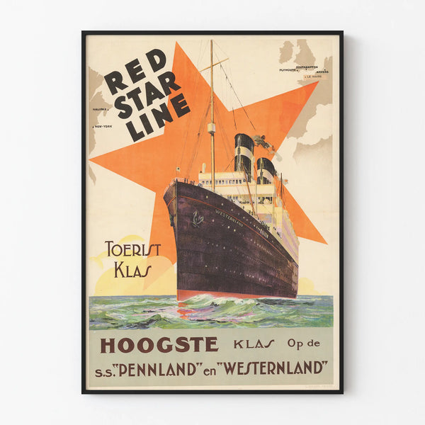 Vintage poster Red Star Line - First Class Cruise S.S. Pennland and Westernland
