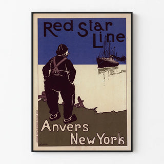 Vintage Poster Red Star Line Antwerp-New York