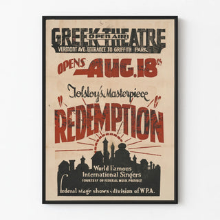 Vintage outdoor theater poster Redemption by Tolstoy