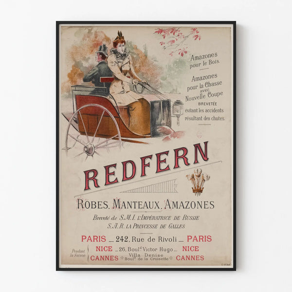 Vintage Redfern Poster: Amazonian Fashion for Elegance and Hunting