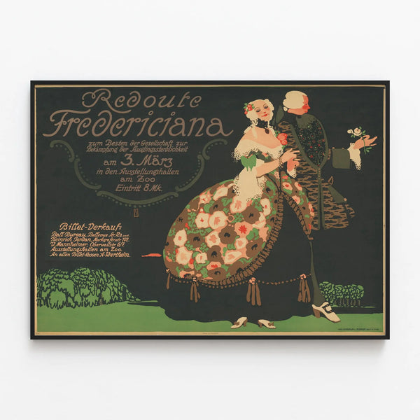 Vintage Redoute Fredericiana poster elegant wall decoration — framed artwork on a wall