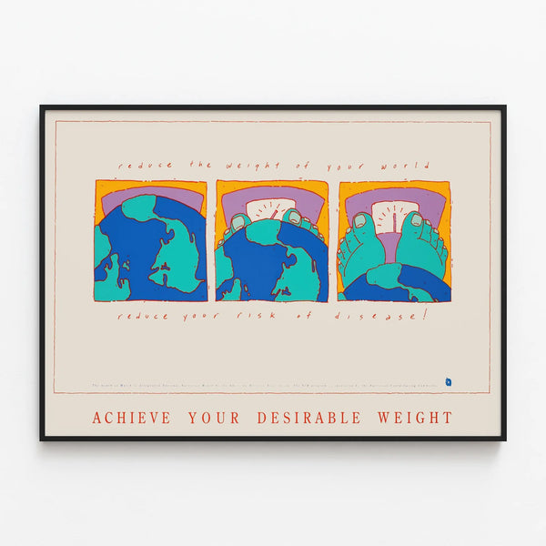 Decorative Poster on Health and Ideal Weight - Reduce the Weight of Your World — framed artwork on a wall
